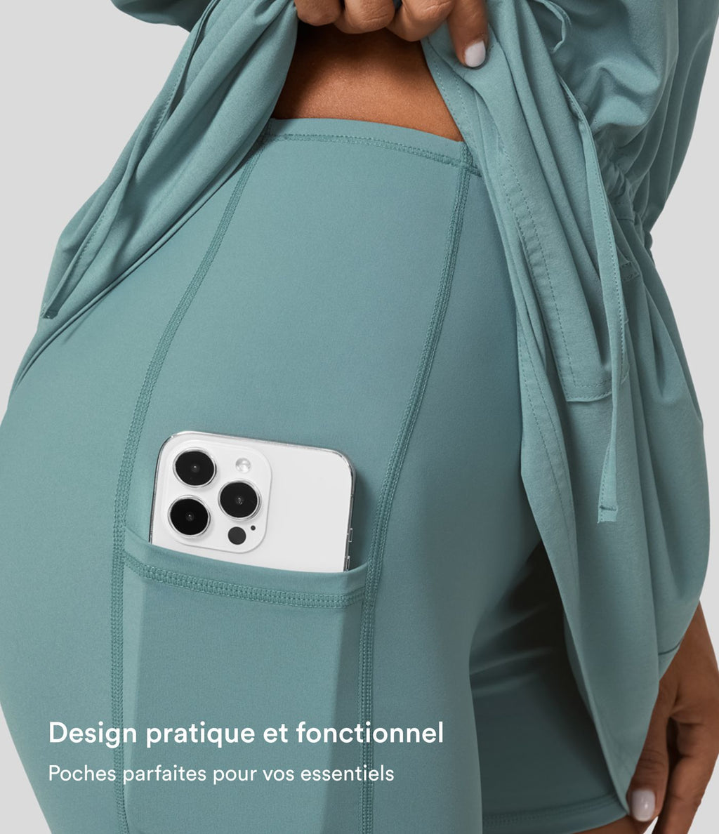 Breezeful™ Robe Sport Randonnée Mini Séchage Rapide 2 Pièces Dos Nu Poches Multiples Cordon de Serrage