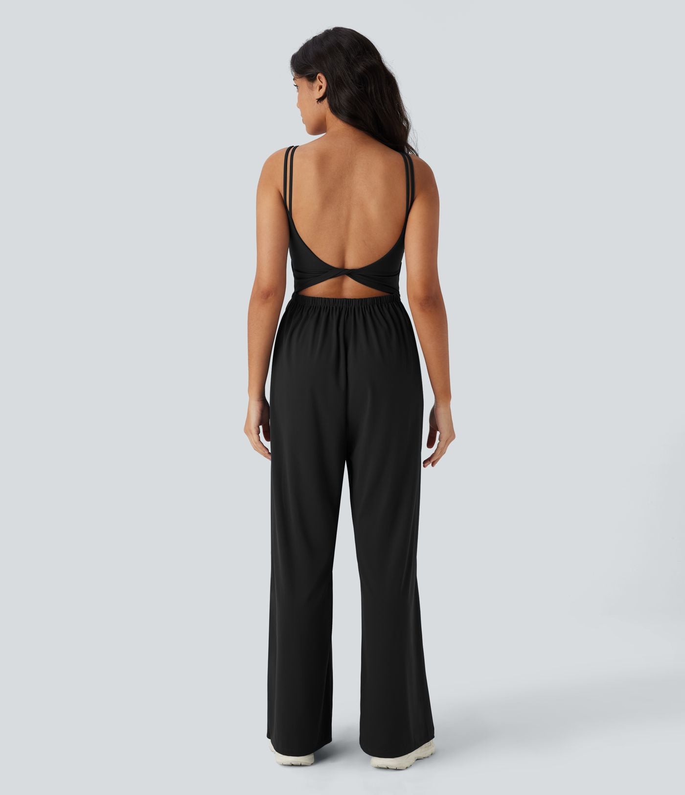 Combinaison de yoga Softlyzero™ Airy à doubles bretelles, dos nu, avec effet torsadé et poches latérales Cool Touch - Édition Easy Peasy