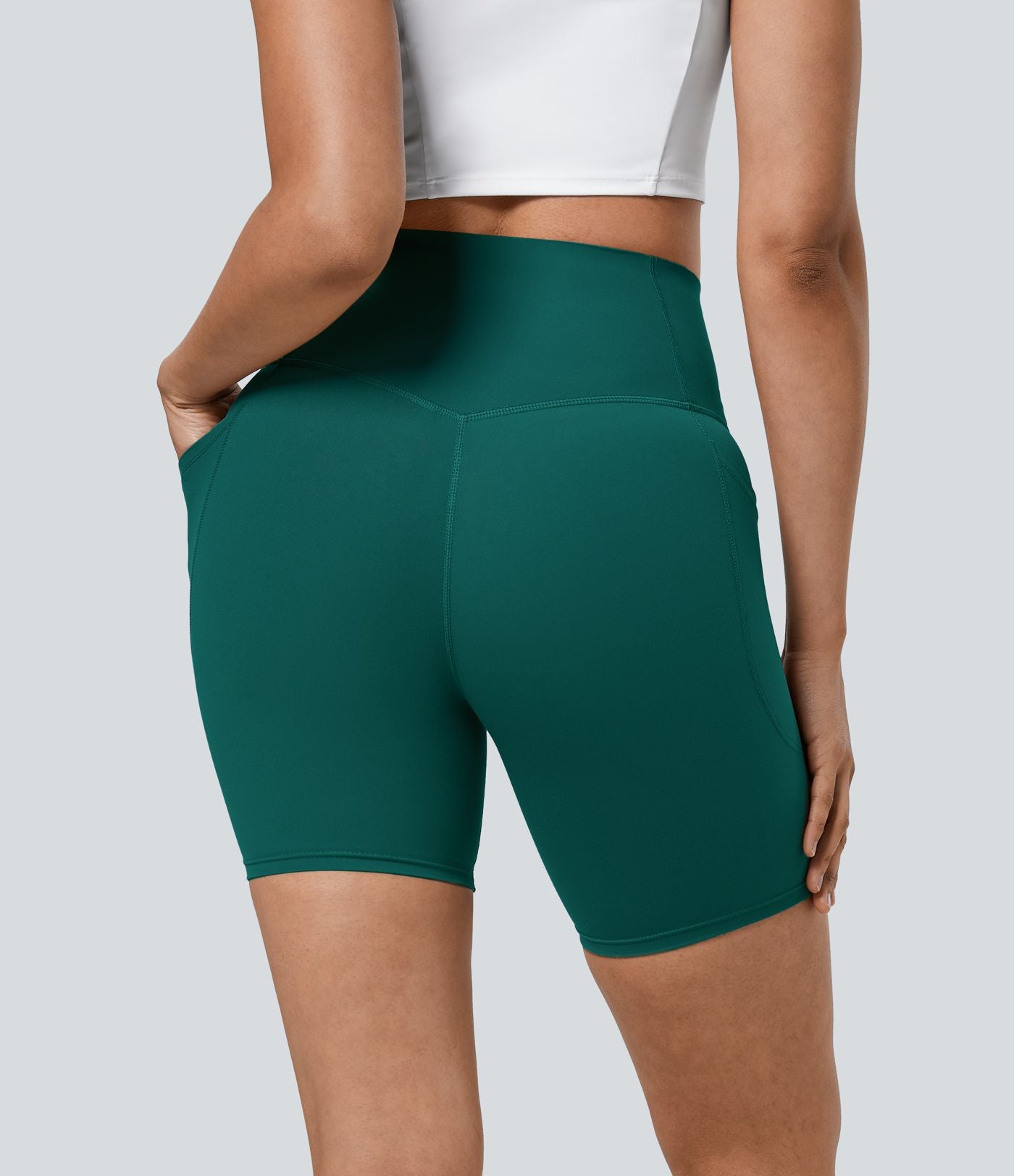 Short cycliste 17,5 cm d'entraînement gainant taille haute avec poches Halara UltraSculpt™