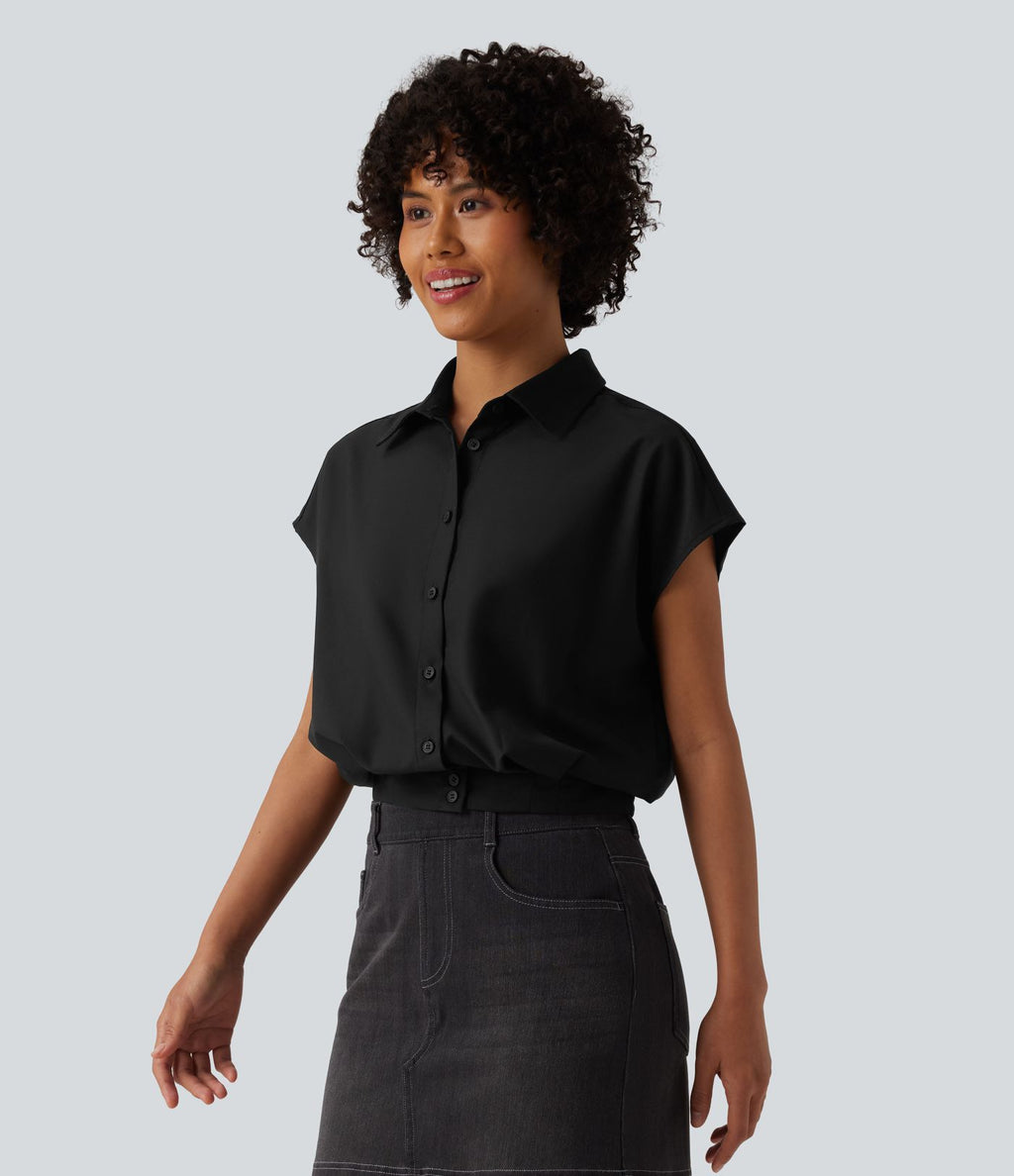 Chemise décontractée col classique manches courtes avec boutonnage