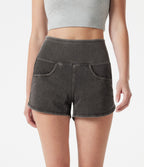 Short en jean casual moulant taille haute Halara Flex™ à ourlet incurvé avec poches