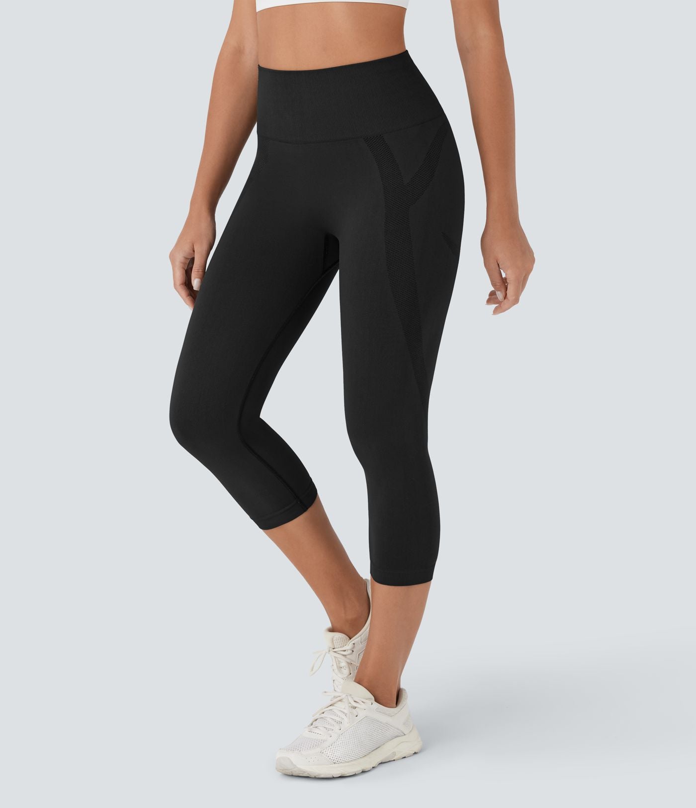 Legging capri yoga taille haute froncé sans couture OneForm Seamless Flow