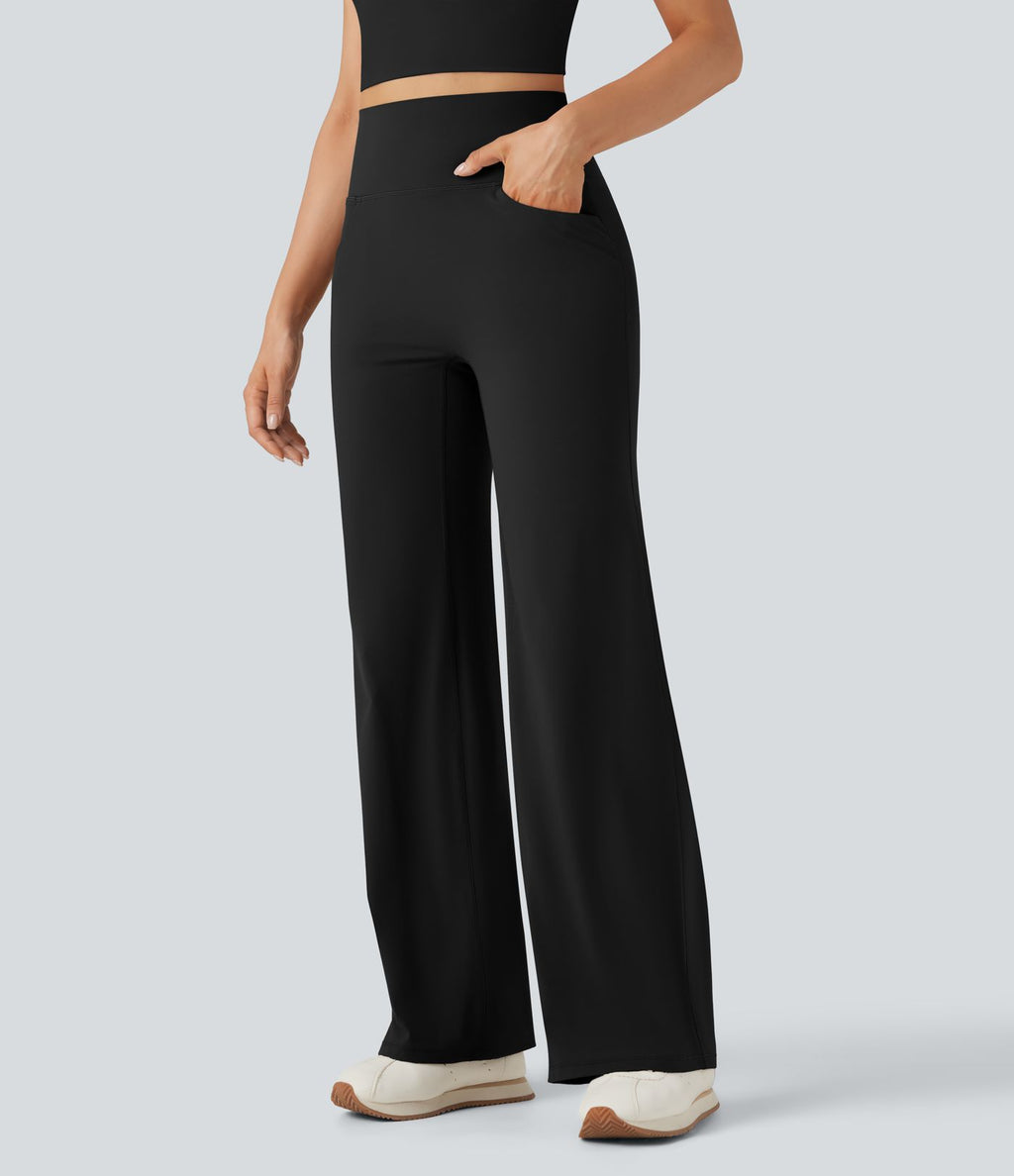 Pantalon de yoga droit gainant taille haute avec poches Halara UltraSculpt™