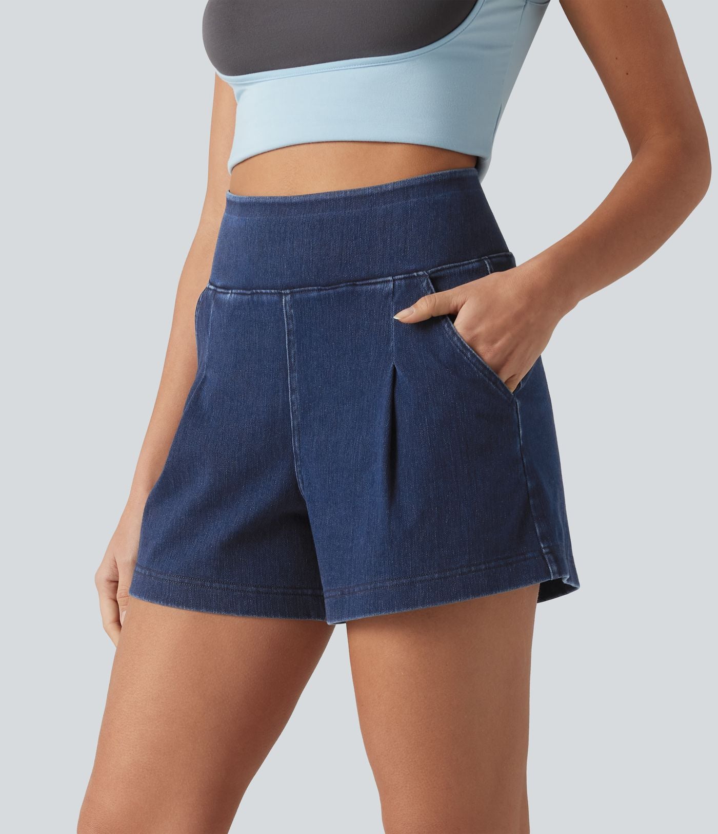 Short en jean ample Halara Flex™ taille haute décontracté avec poches