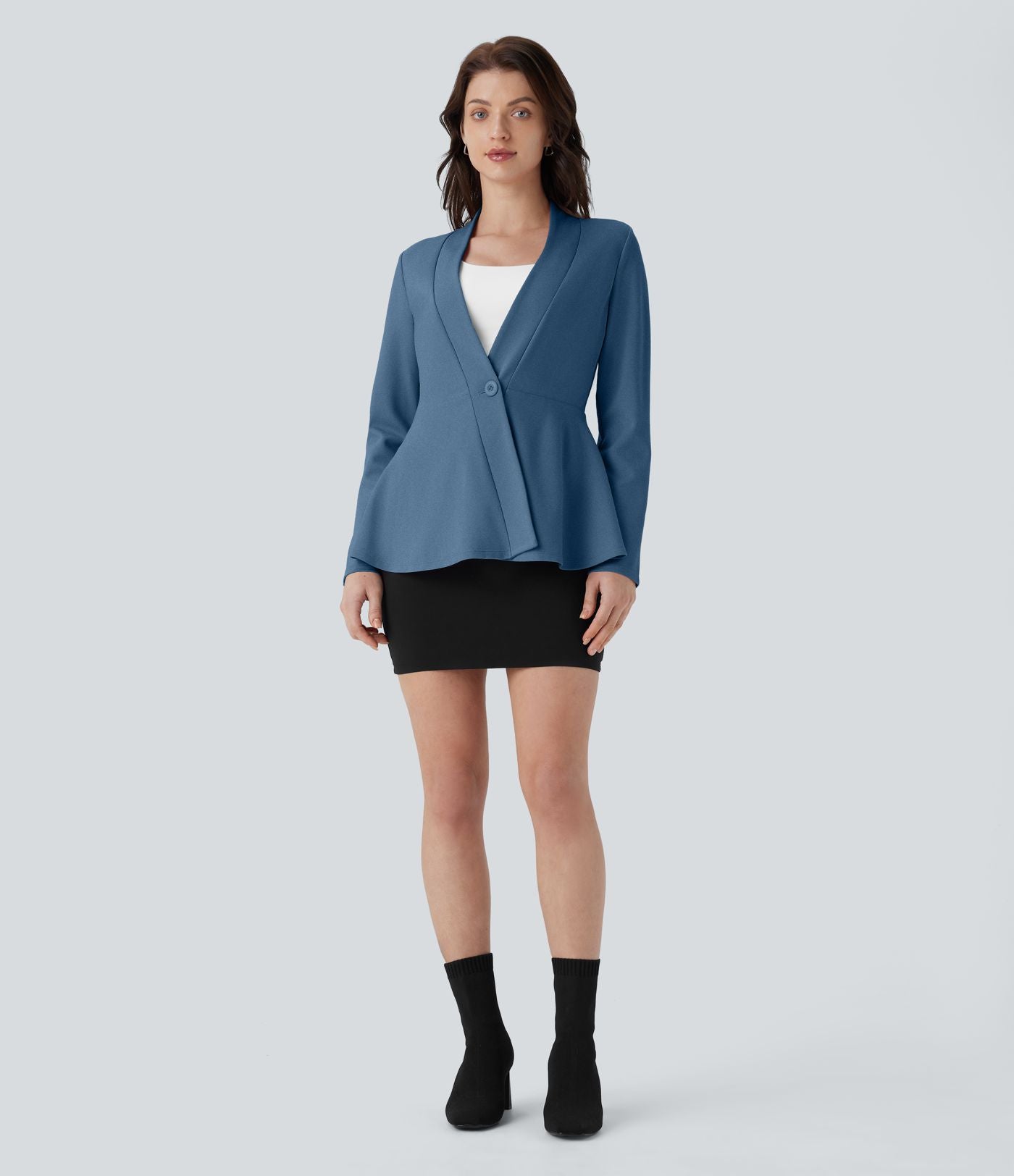 Veste péplum de travail col en V avec un bouton
