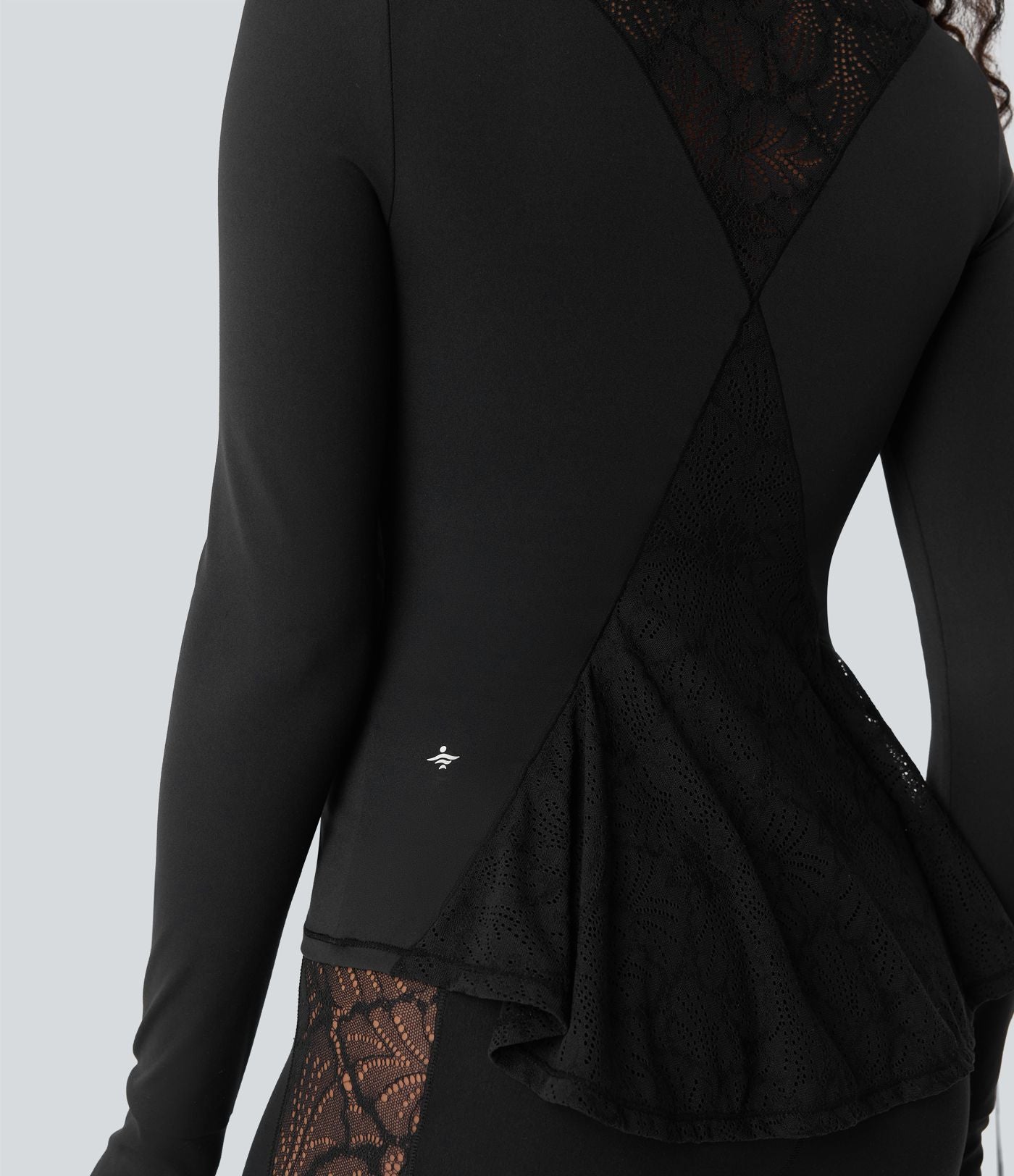 Veste ajustée yoga SoftlyZero™ dentelle contrastante avec trous pouces-UPF50+