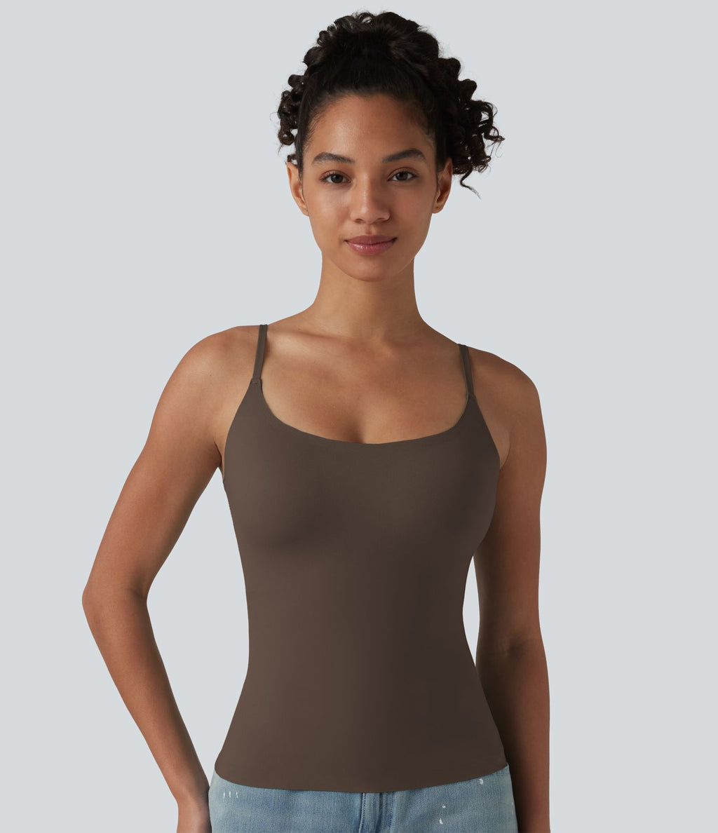 Débardeur décontracté à col rond et soutien-gorge intégré, bonnets BE