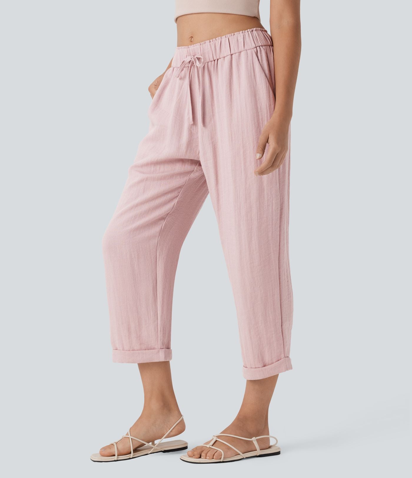 Jogging fuselé taille mi-haute à cordon avec poches