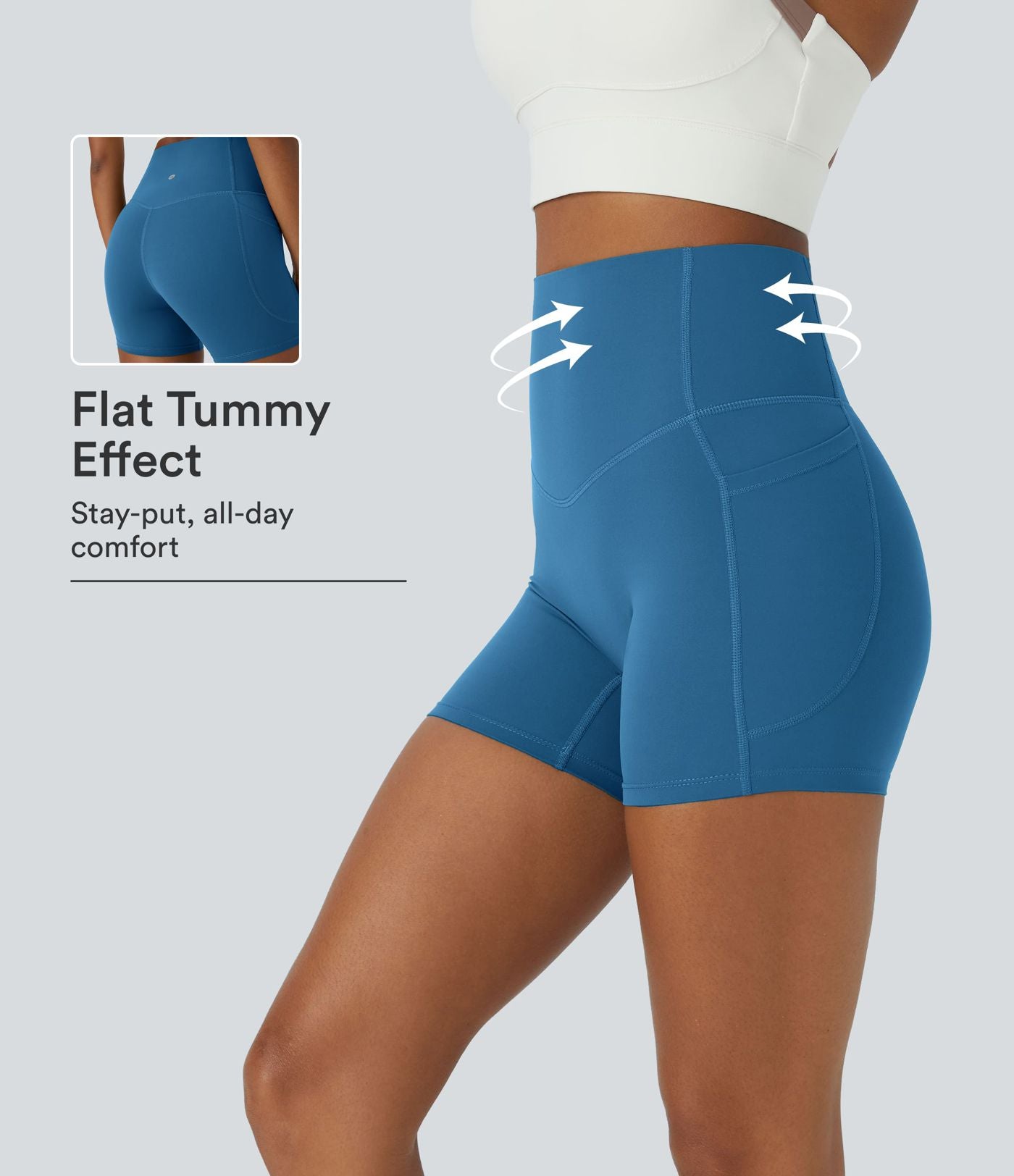 Short cycliste d'entraînement gainant taille haute UltraSculpt™ SoCinched à poches latérales 12,5 cm