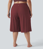Pantalon corsaire grande taille large SoftlyZero™ Airy taille haute croisée effet frais InstantCool avec poches