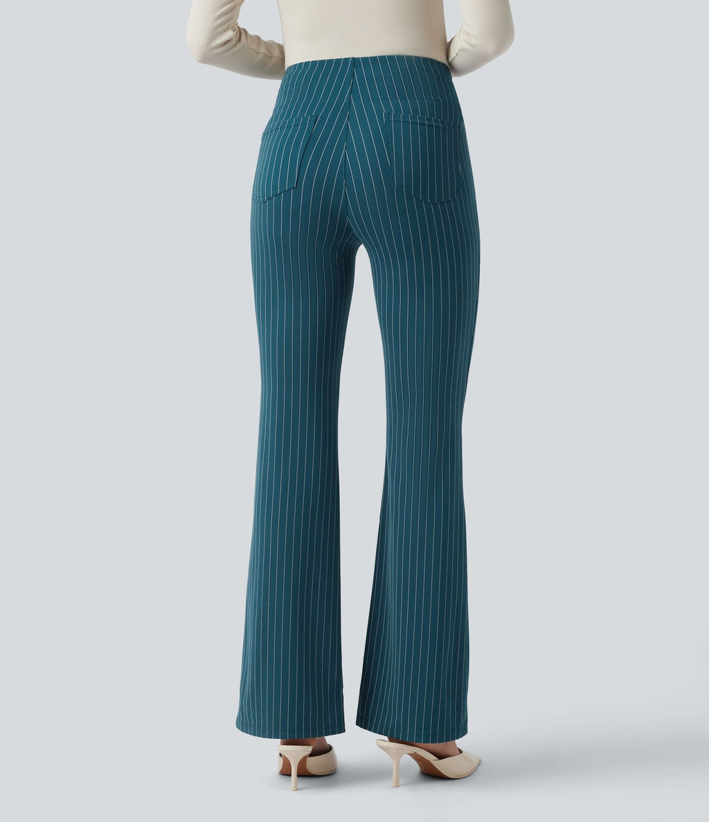 Halara Flex™ Pantalon tailleur évasé à rayures taille haute avec poches