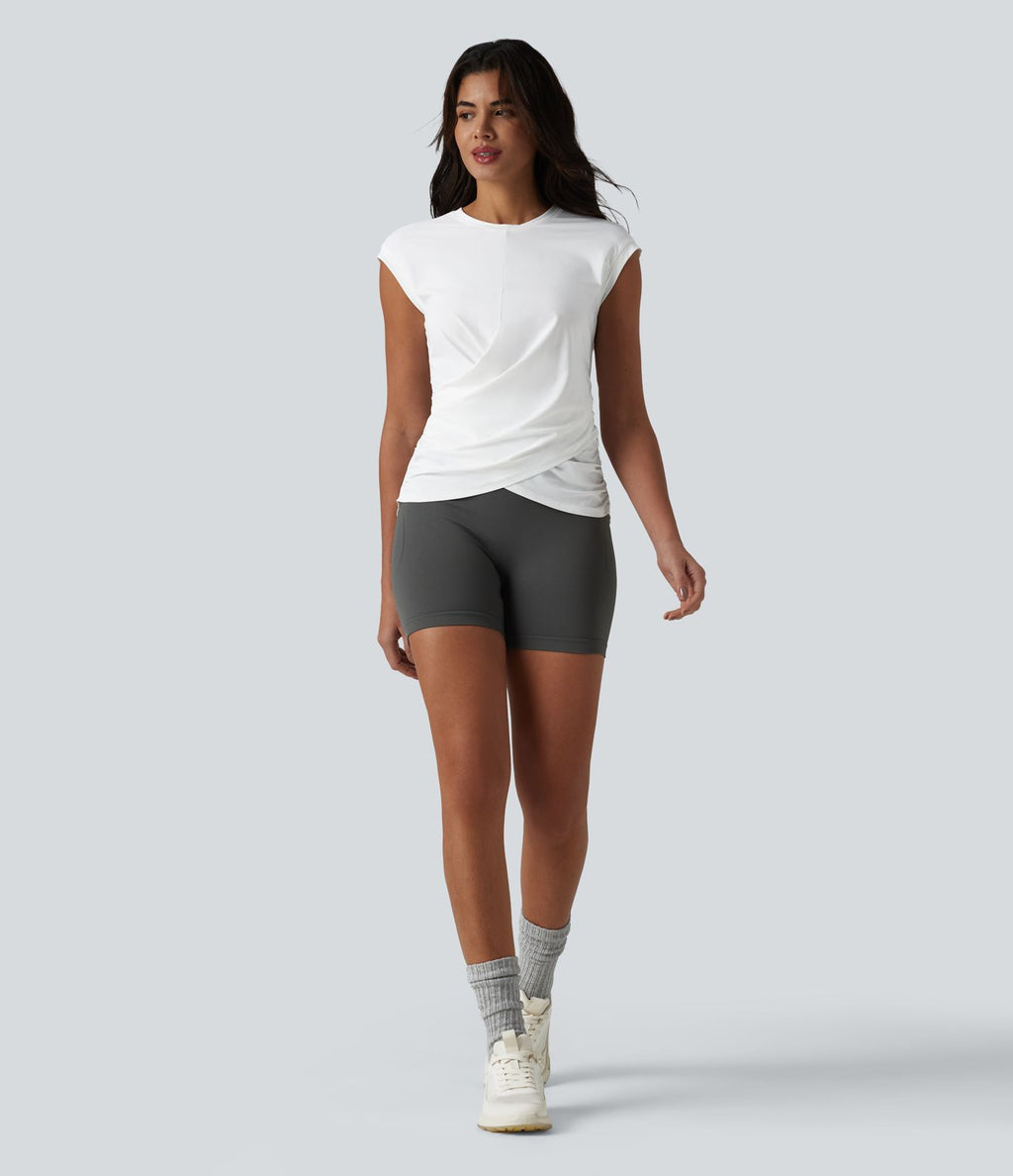 Haut de sport running col rond manches courtes ourlet croisé effet frais InstantCool séchage rapide, protection solaire UPF50+