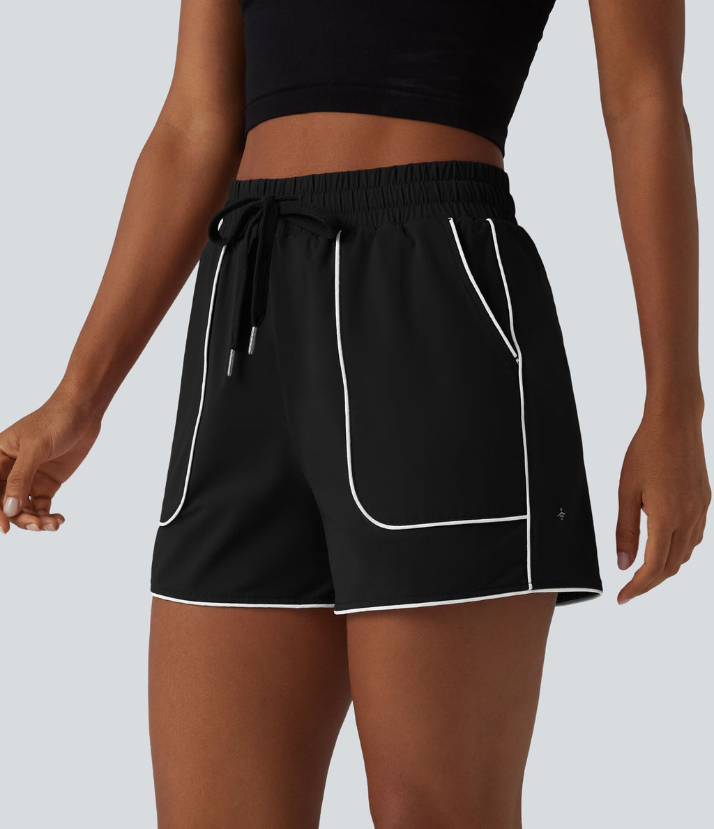 Short de sport taille haute cordon de serrage séchage rapide effet frais InstantCool 7,5 cm avec poches, protection solaire UPF40+
