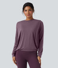 Haut de sport yoga col rond manches longues froncé - UPF50+