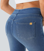 Halara Flex™ Jean bootcut décontracté extensible délavé taille haute à poches multiples