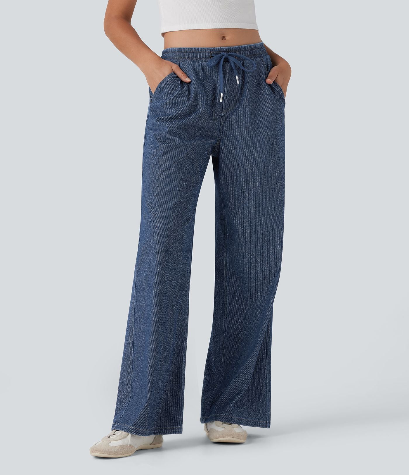 Jogging taille basse Halara Flex™ jambes larges, effet sparkle, avec poches