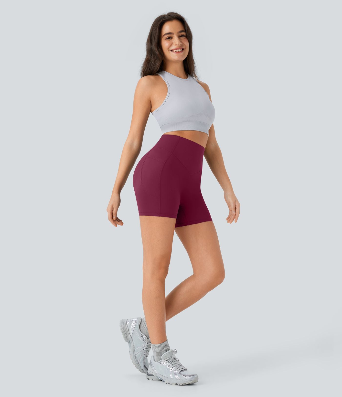 Short cycliste 12,5 cm d'entraînement gainant galbant taille haute avec effet scrunch et poches Halara UltraSculpt™