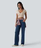 Jean Halara Flex™ taille haute gainant coupe droite décontracté avec poches