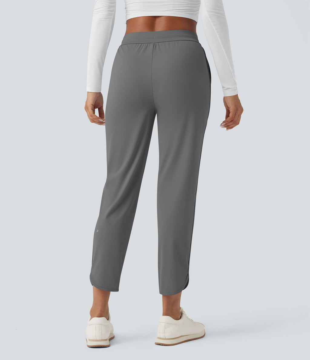Pantalon de golf fuselé, taille mi-haute, cordon, ourlet courbé, séchage rapide, avec poches—UPF40+
