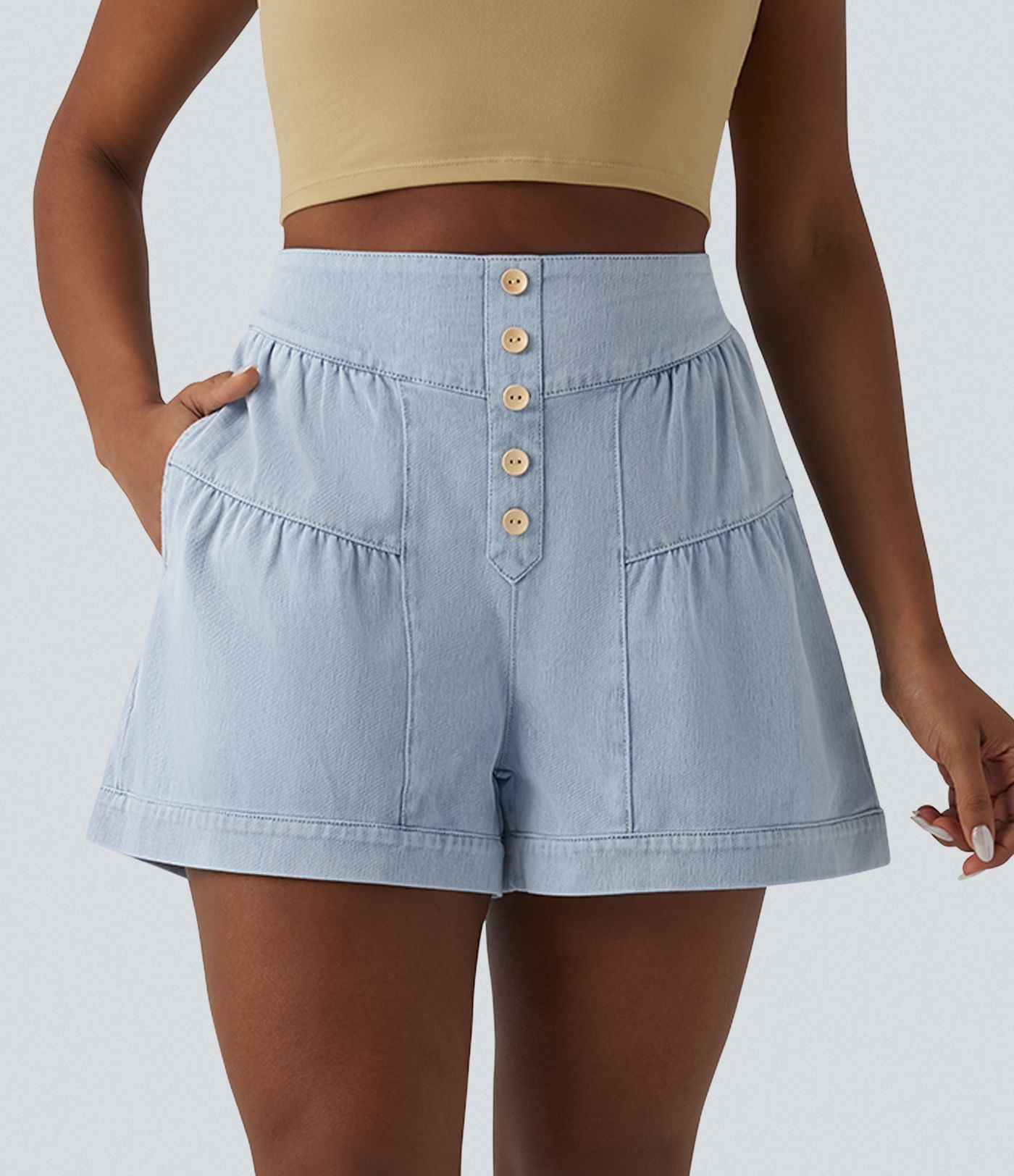 Short tailleur Halara Flex™ denim casual taille haute 7,5 cm avec poches