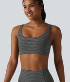 Brassière de sport Halara UltraSculpt™ à rayures jacquard, maintien léger, décolleté en U et découpe intégrée