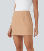 Jupe mini 2-en-1 évasée taille haute avec fermeture éclair invisible