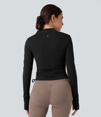 Veste yoga SoftlyZero™ Plush manches longues avec trous pour pouces et cordon de serrage