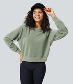 Sweatshirt Casual Solide à Manches Raglan et Col Rond