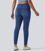 Halara Flex™ Jean 7/8 slim asymétrique taille haute croisée avec poches