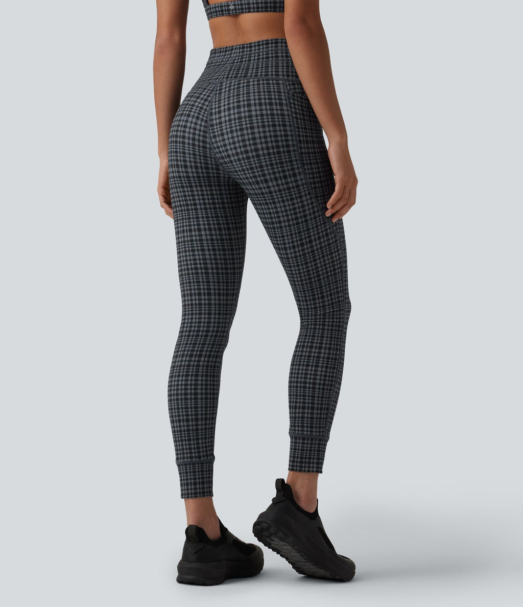 Legging de yoga Halara UltraSculpt™ taille haute avec cordon de serrage imprimé carreaux avec poches