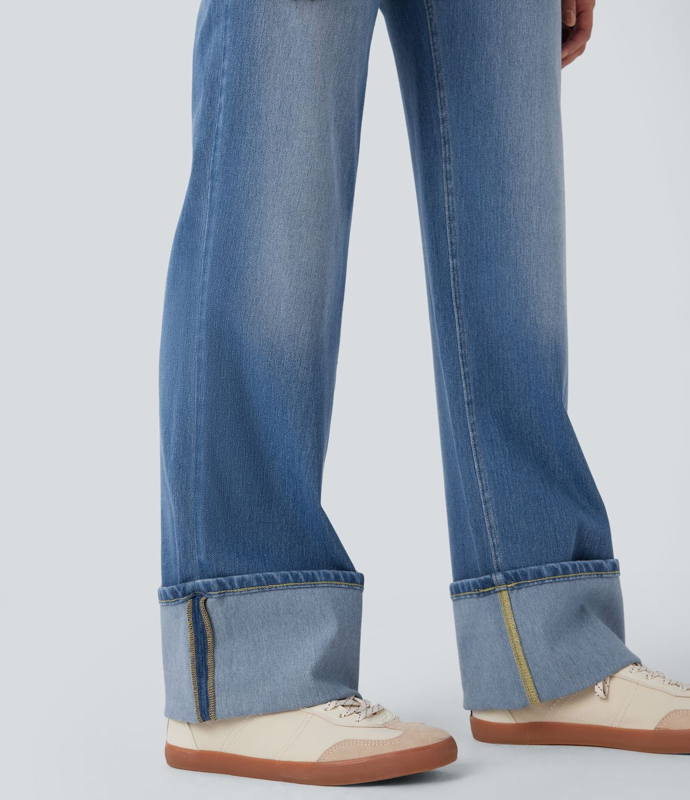 Jean décontracté Halara Flex™ jambe droite taille mi-haute ourlet retroussé avec poches