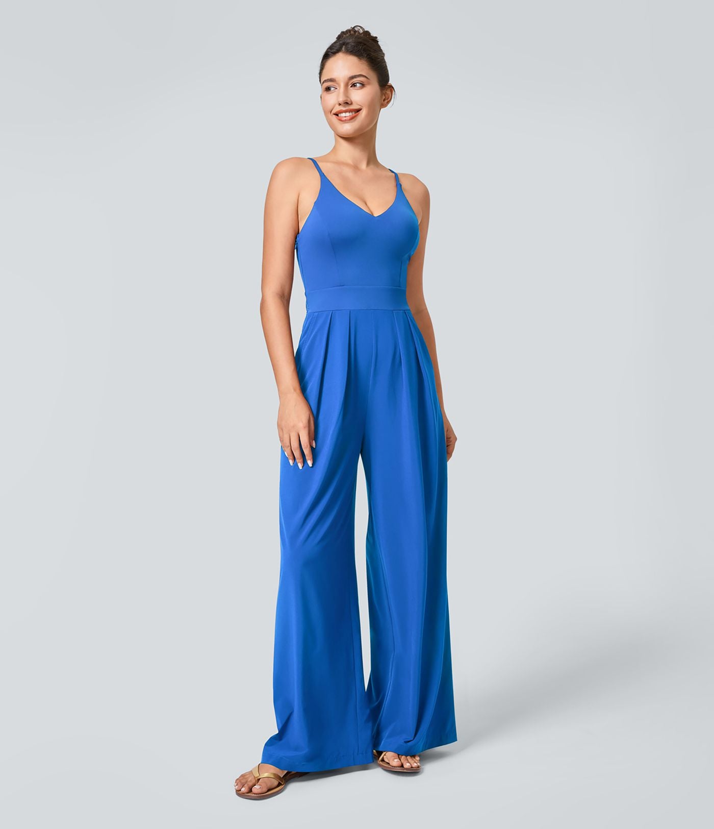Breezeful™ Combinaison Dos Nu Poche Zippée Invisible Sur le Côté Jambe Large Séchage Rapide