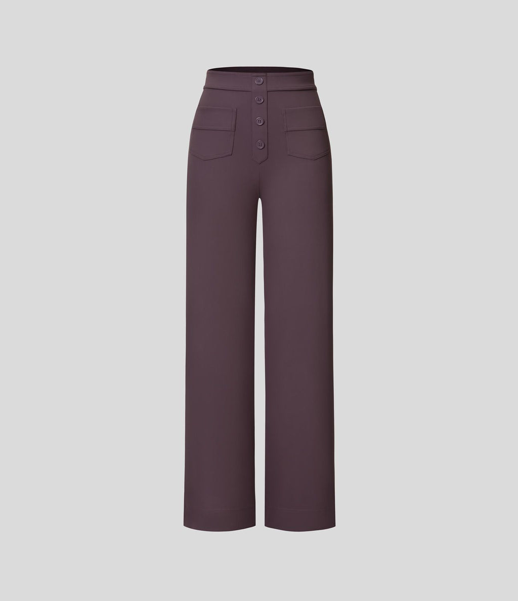 Pantalon taille haute coupe droite DayStretch avec poches