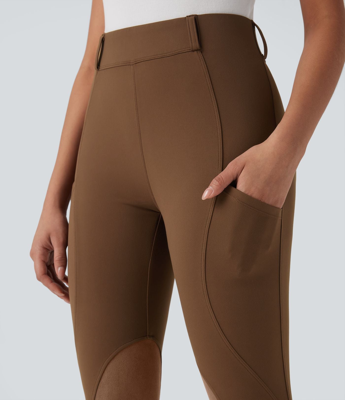 Pantalon ajusté taille haute effet daim contrastant DayStretch avec poches