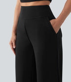 Jogging casual large coton taille haute avec poches