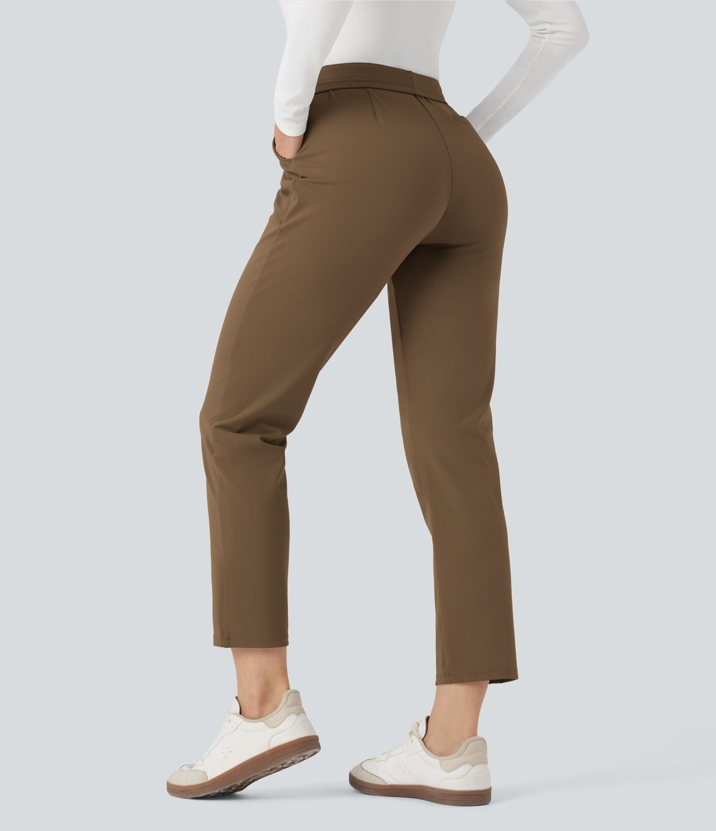 Pantalon de travail ajusté 7/8 repliable taille haute avec cordon de serrage Halara Flex™ DayStretch avec poches
