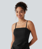 Robe nuisette mini avec brassière intégrée et dentelle contrastante en SoftlyZero™ Airy à effet frais InstantCool, protection solaire UPF50+