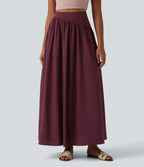 Breezeful™ Jupe maxi décontractée fluide taille haute à séchage rapide avec poches