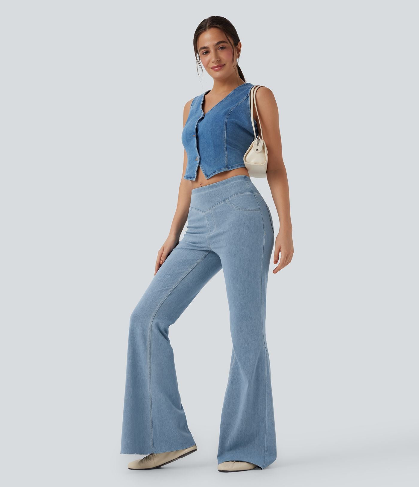 Jean décontracté Halara Flex™ taille mi-haute coupe évasée avec poches