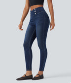 Legging 7/8 skinny en denim Halara Flex™ taille haute gainant avec poches