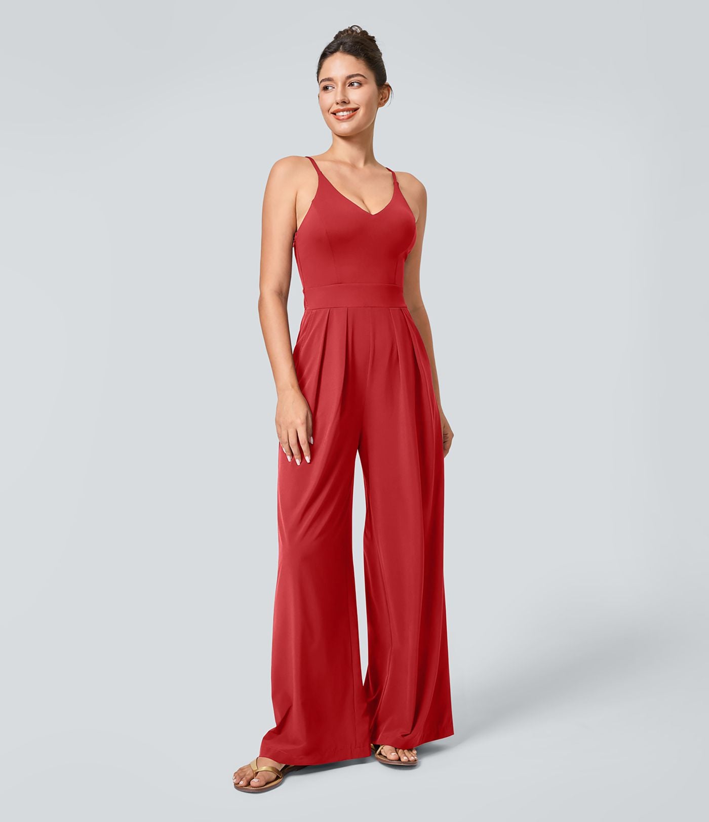 Breezeful™ Combinaison Dos Nu Poche Zippée Invisible Sur le Côté Jambe Large Séchage Rapide