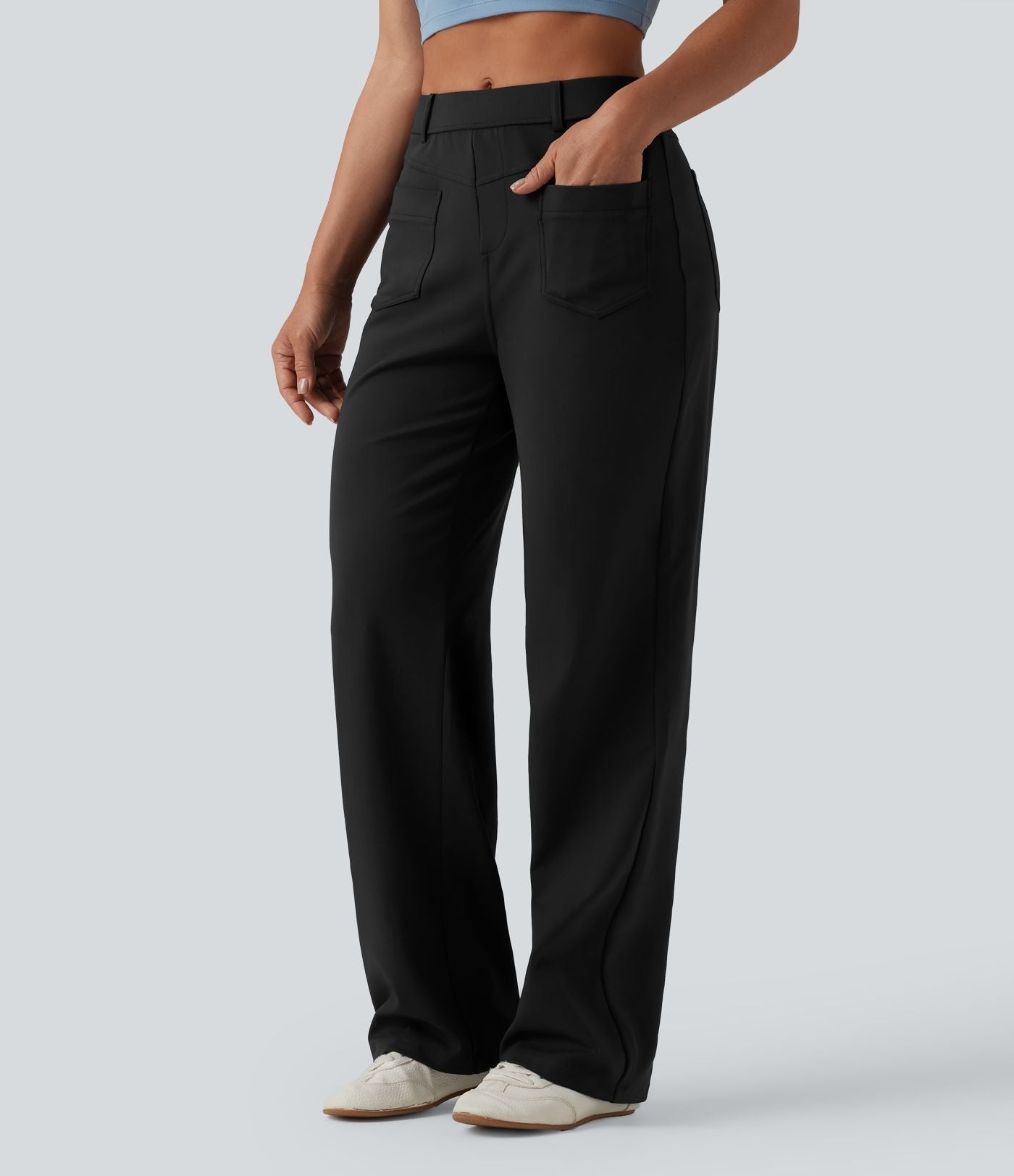 Pantalon décontracté DayStretch taille mi-haute coupe droite avec poches