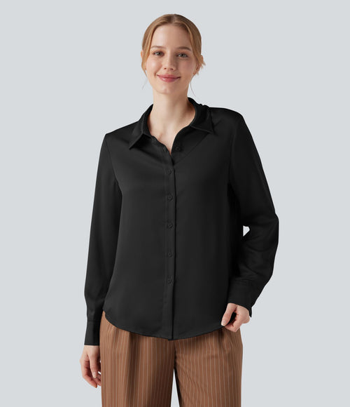 Chemise de travail en satin à manches longues