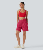 Short de yoga SoftlyZero™ Airy 2-en-1, taille haute, croisé, à effet frais InstantCool, 17,5 cm, avec poches