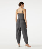 Combinaison jogging décontractée chinée à bretelles réglables, soutien-gorge intégré froncé et poches - Édition Easy Peasy