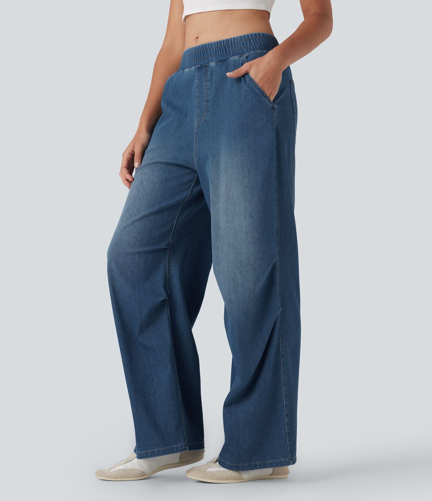 Jean décontracté Halara Flex™ taille mi-haute coupe ample avec poches