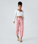 Joggings décontractés à taille mi-haute avec poches