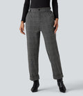 Pantalon tailleur Halara Flex™ pied-de-poule à carreaux coupe droite taille haute avec poches