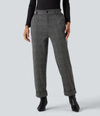 Pantalon tailleur Halara Flex™ pied-de-poule à carreaux coupe droite taille haute avec poches