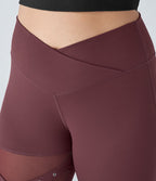 Legging yoga grande taille croisé taille haute avec mesh contrastant et boucle décorative DayStretch